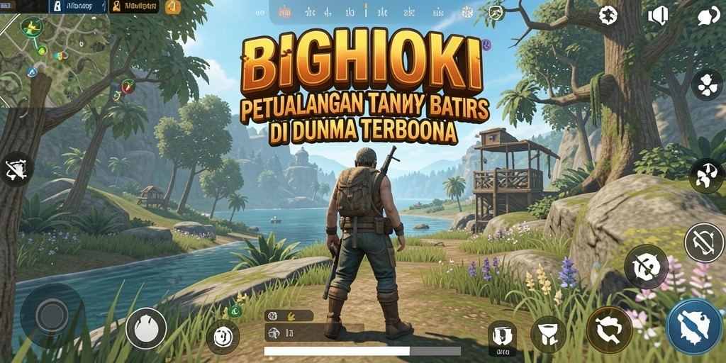 Screenshot gameplay BIGHOKI menunjukkan dunia terbuka yang kaya dan interaktif.