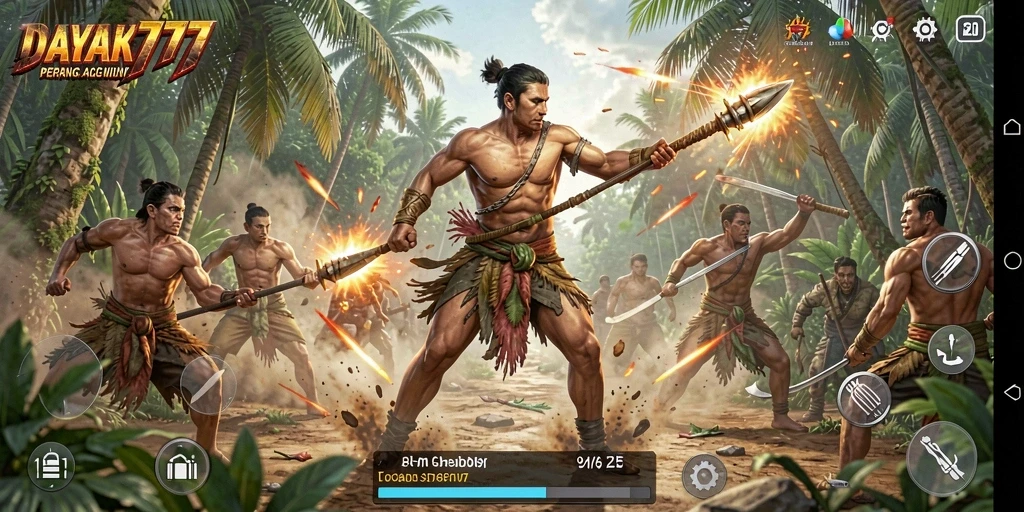 Screenshot utama DAYAK777 menunjukkan pertempuran intens yang mendebarkan.