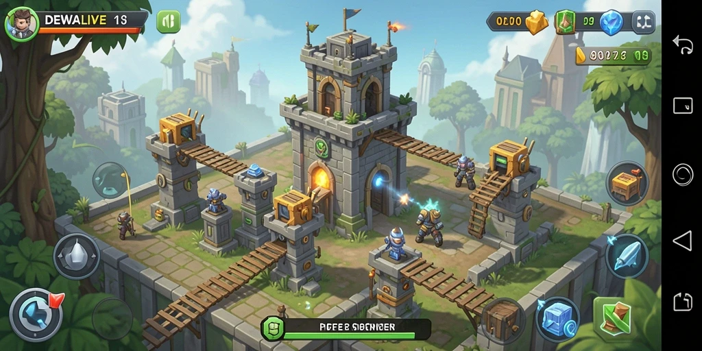 Tampilan menarik gameplay DEWALIVE yang penuh strategi Tower Defense.