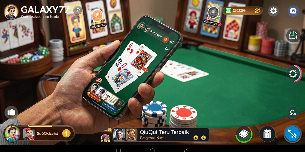 Screenshot gameplay GALAXY77 menunjukkan keseruan bermain QiuQiu.