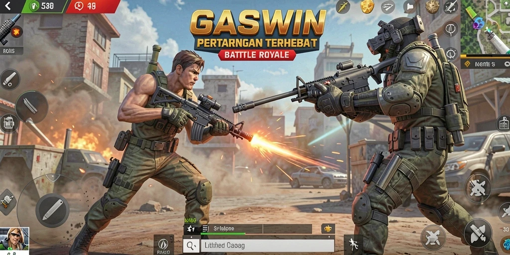 Tampilan gameplay seru GASWIN dalam pertarungan Battle Royale.