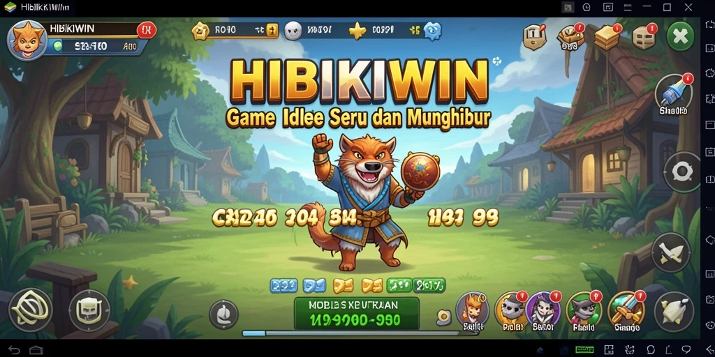 Tampilan gameplay HIBIKIWIN dengan aksi Idle menyenangkan.