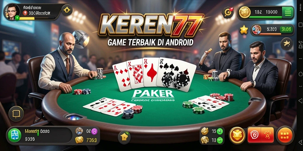 Screenshot gameplay KEREN77 menampilkan aksi poker yang seru.