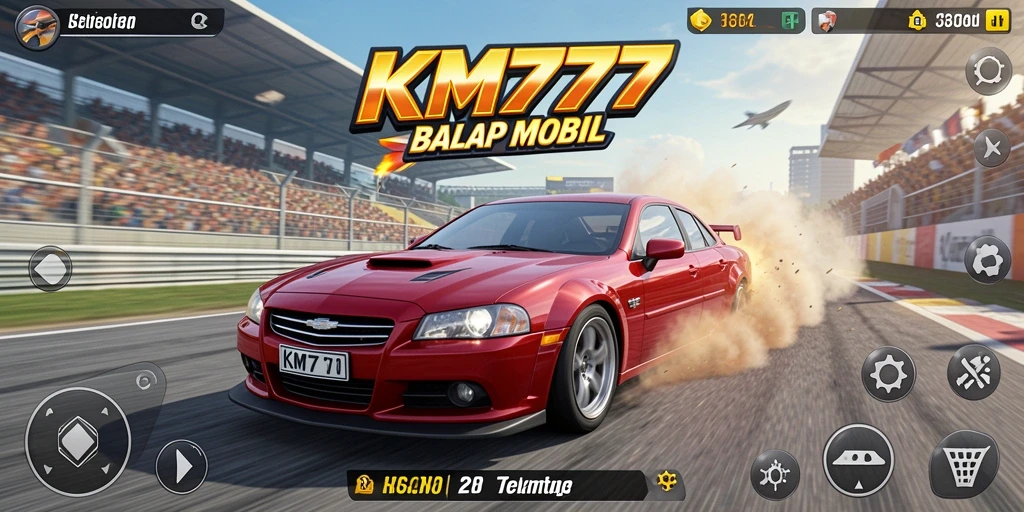 Screenshot gameplay KM777 menampilkan aksi balapan yang cepat dan intens.