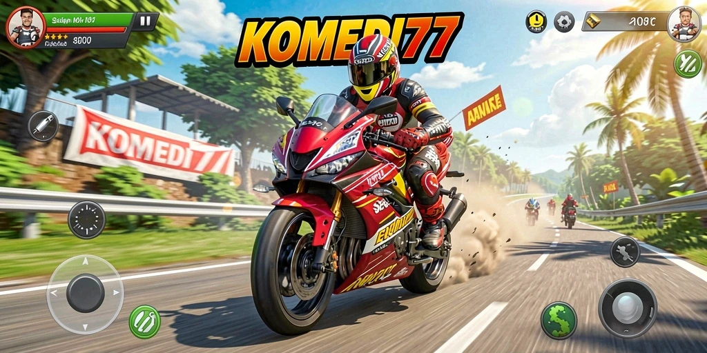 Tampilan gameplay balapan motor yang mendebarkan.