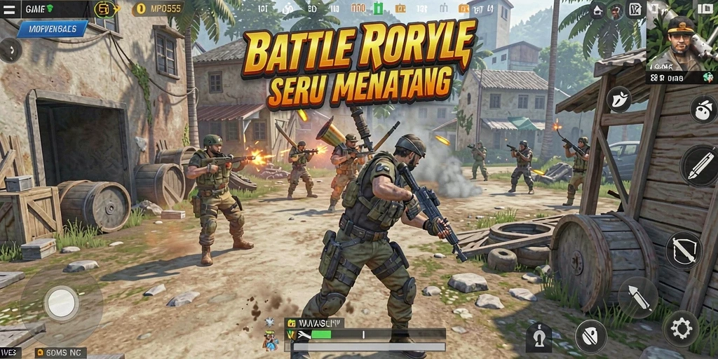 Screenshot MPO555 menampilkan aksi seru dalam gameplay Battle Royale.