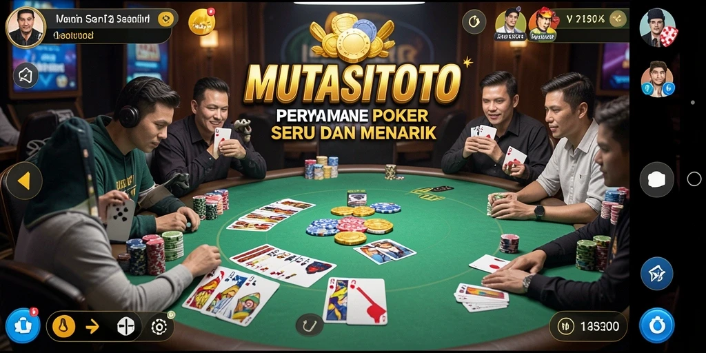 Tampilan menarik dari gameplay poker di MUTASITOTO.