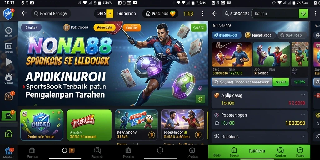 Screenshot utama NONA88 menunjukkan tampilan antarmuka taruhan beragam olahraga.