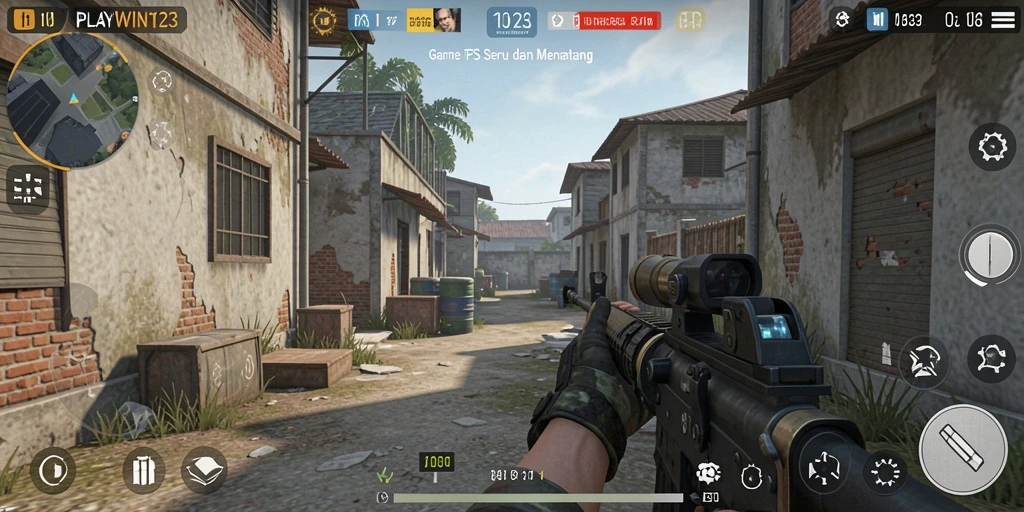 Tampilan gameplay menegangkan dari PLAYWIN123 saat pertempuran berlangsung.