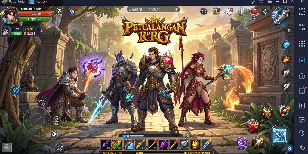 Tangkapan layar gameplay RP8 menampilkan petualangan epik dalam dunia fantasi.