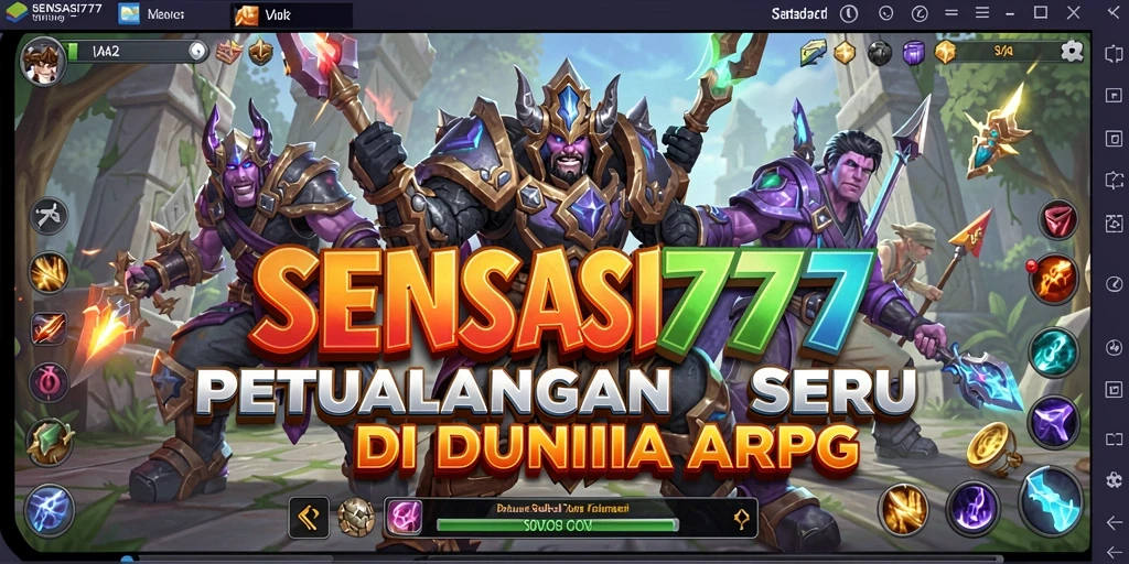 Screenshot dari gameplay seru dalam SENSASI777, menunjukkan pertarungan karakter ARPG.