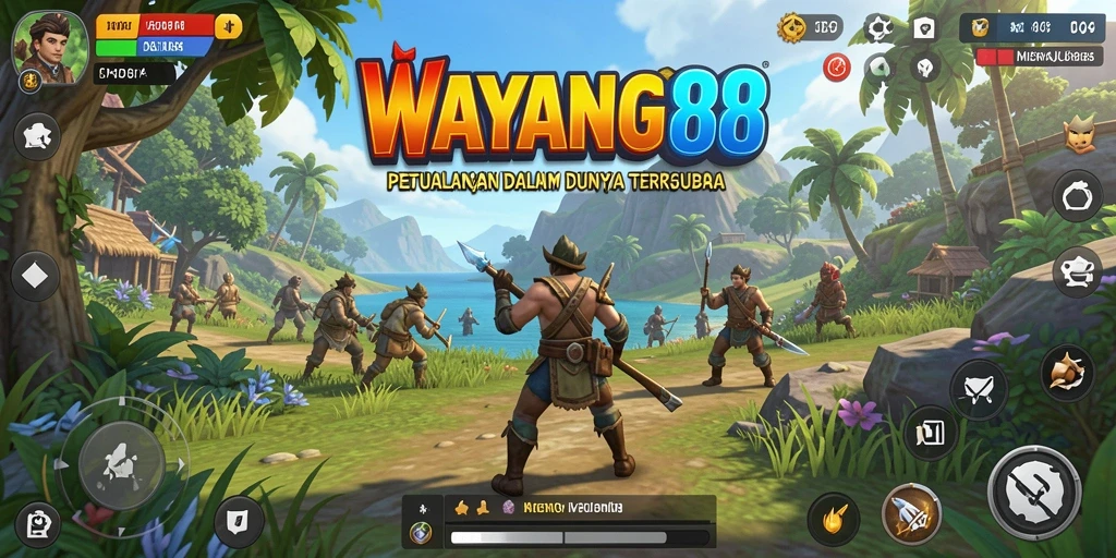 Screenshot gameplay WAYANG88 menampilkan petualangan di dunia terbuka yang penuh warna.